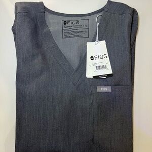 Figs Gray V-Neck Scrub Top